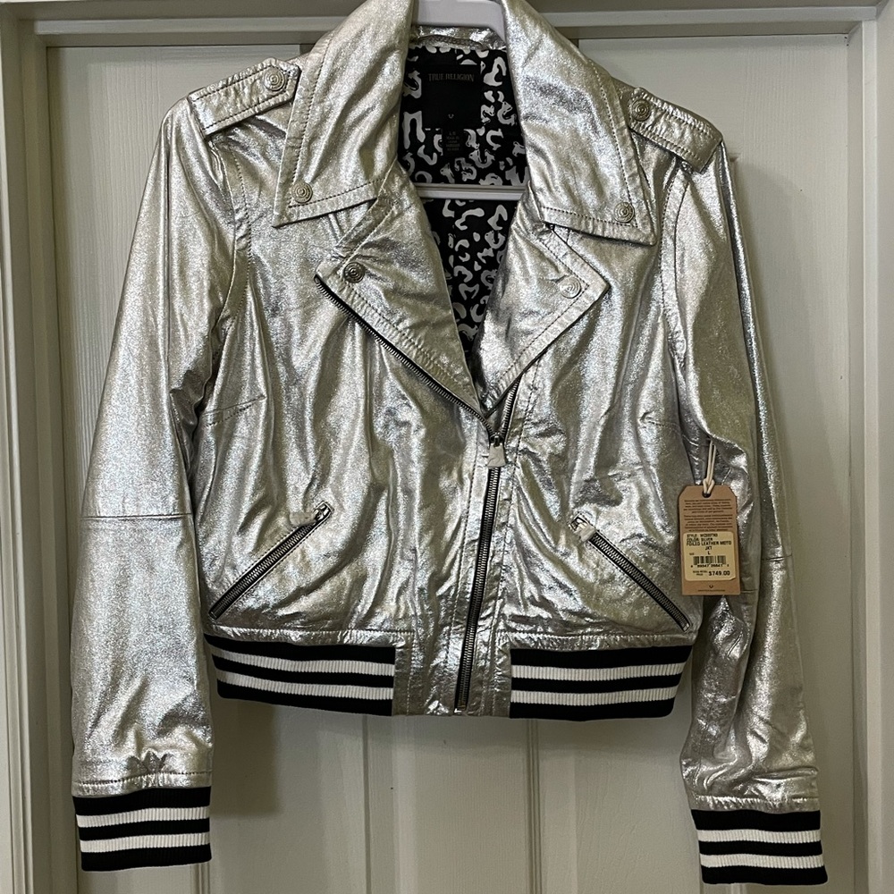 Women's True Religion Foiled Leather Motto